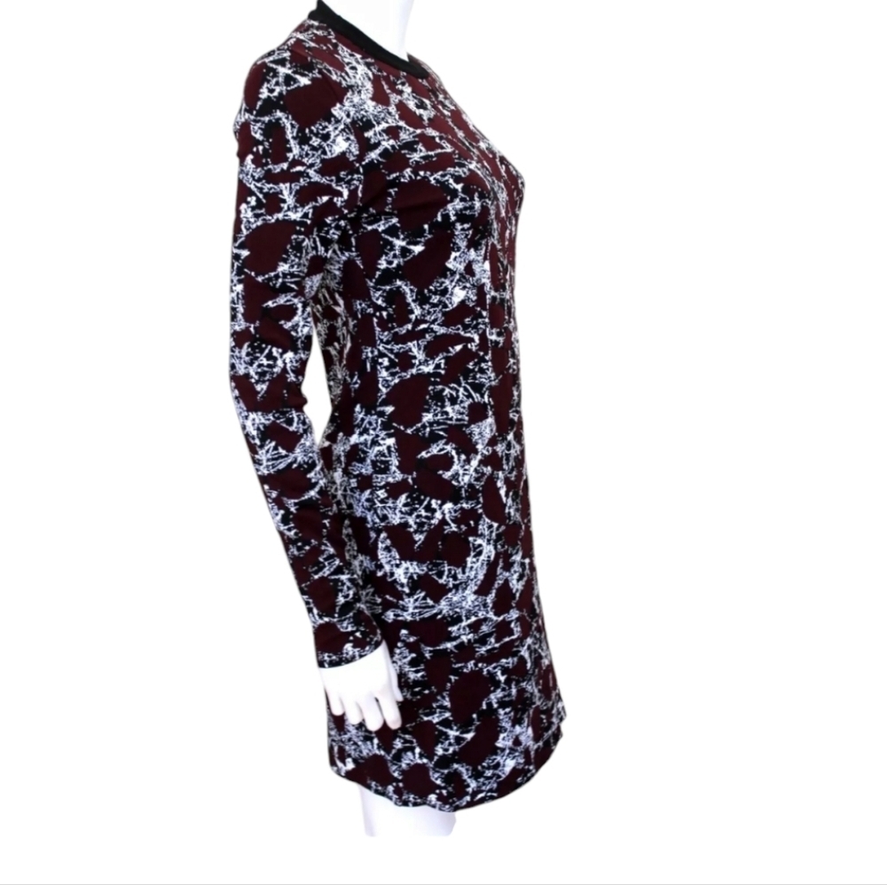 New Balenciaga Burgundy white print stretch body dress F‎ 36 Made in France - Picture 2 of 12